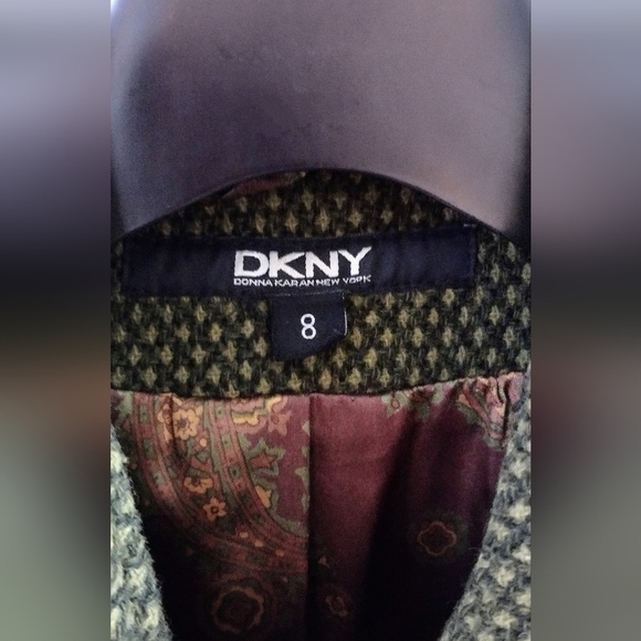 Donna Karan DKNY Green Wool Blend Maxi Coat Long Winter Trench Size 8 - Picture 4 of 14